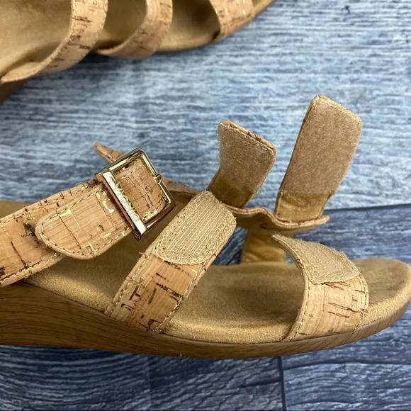 VIONIC RADIA CORK Wedge Sandals Slides Slip On Adjustable Straps Buckle Womens 9 - Picture 11 of 13